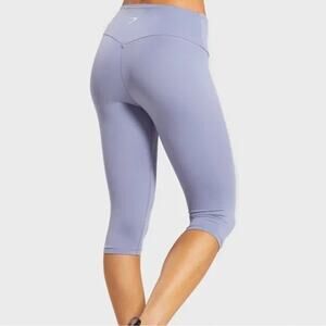 Gymshark Training Crop Leggings Light Blue Stretchy Pull On High Rise Booty Seam